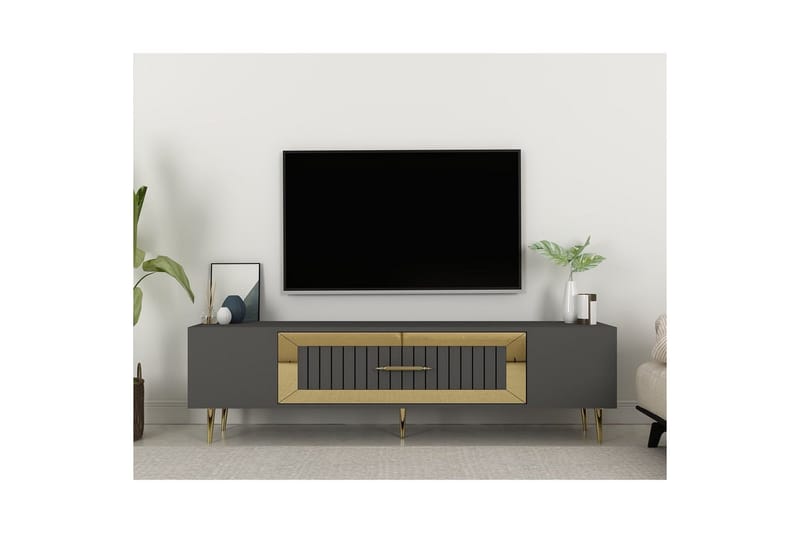 Anira TV-benk 150 cm - Antrasitt/Gull - Møbler - Mediamøbel & tv møbel - TV-benk & mediabenk