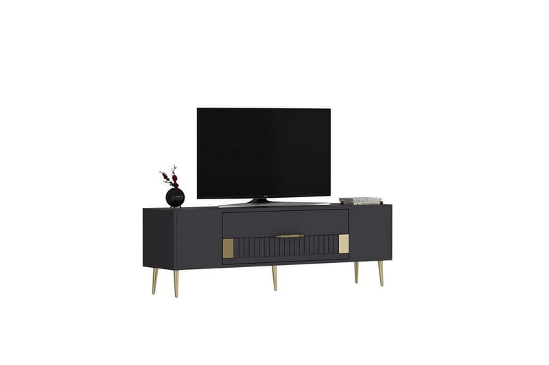 Anira TV-benk 150 cm - Antrasitt/Gull - Møbler - Mediamøbel & tv møbel - TV-benk & mediabenk