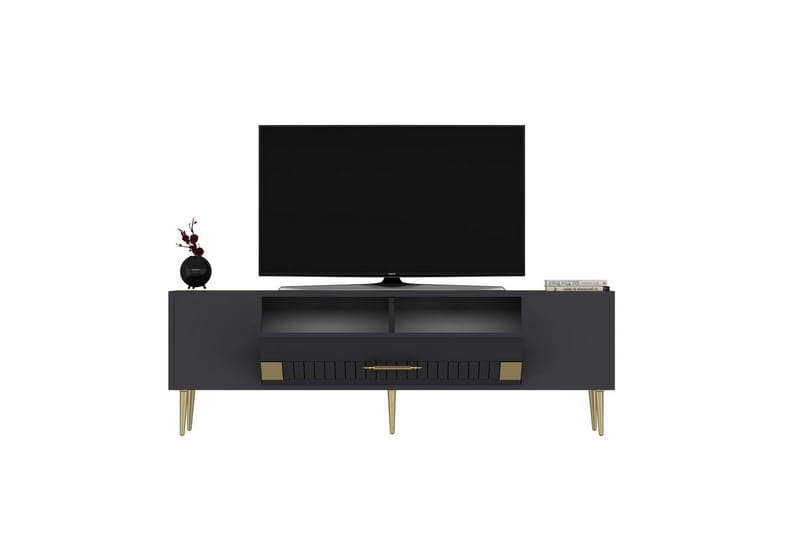 Anira TV-benk 150 cm - Antrasitt/Gull - Møbler - Mediamøbel & tv møbel - TV-benk & mediabenk