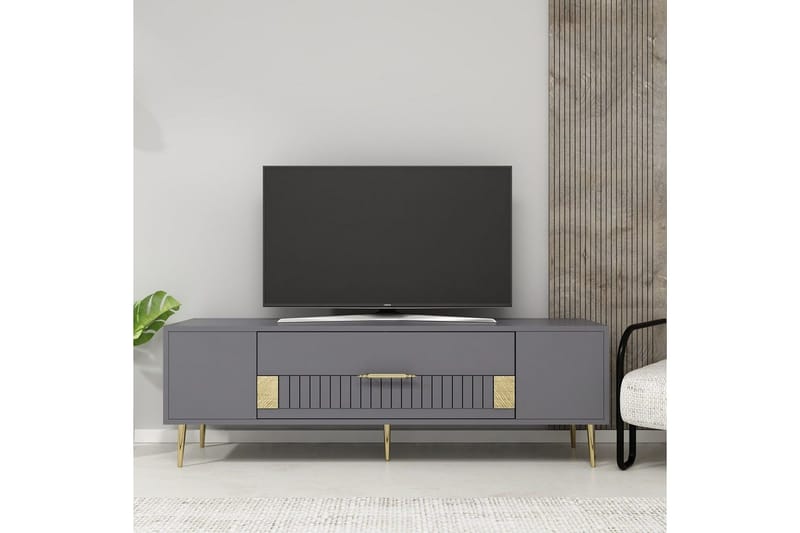 Anira TV-benk 150 cm - Antrasitt/Gull - Møbler - Mediamøbel & tv møbel - TV-benk & mediabenk