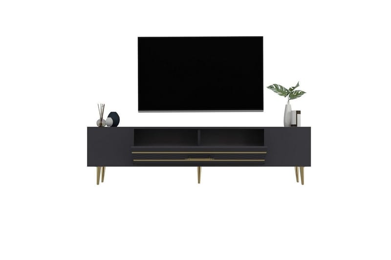 Anira TV-benk 150 cm - Antrasitt/Gull - Møbler - Mediamøbel & tv møbel - TV-benk & mediabenk