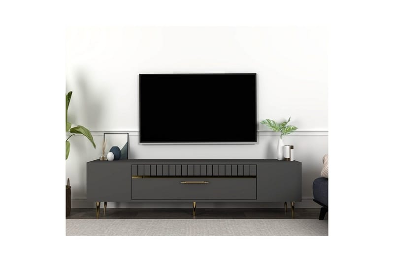 Anira TV-benk 150 cm - Antrasitt/Gull - Møbler - Mediamøbel & tv møbel - TV-benk & mediabenk