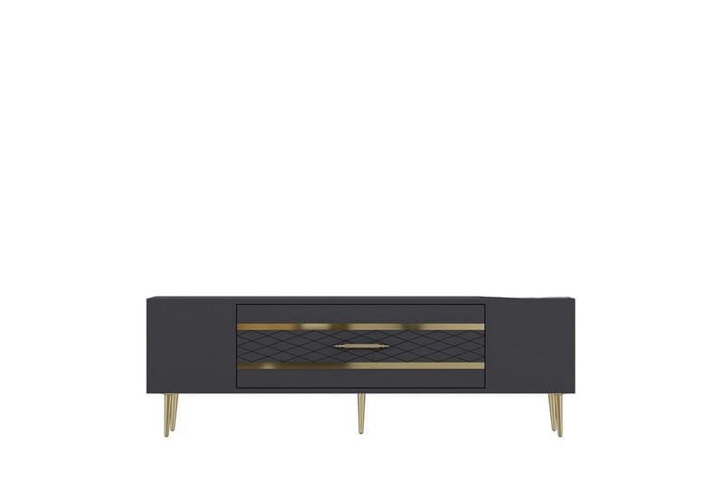 Anira TV-benk 150 cm, Antrasitt/Gull