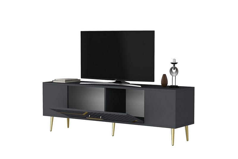 Anira TV-benk 150 cm - Antrasitt/Gull - Møbler - Mediamøbel & tv møbel - TV-benk & mediabenk