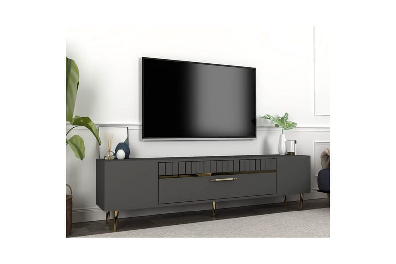 Anira TV-benk 150 cm - Antrasitt/Gull - Møbler - Mediamøbel & tv møbel - TV-benk & mediabenk