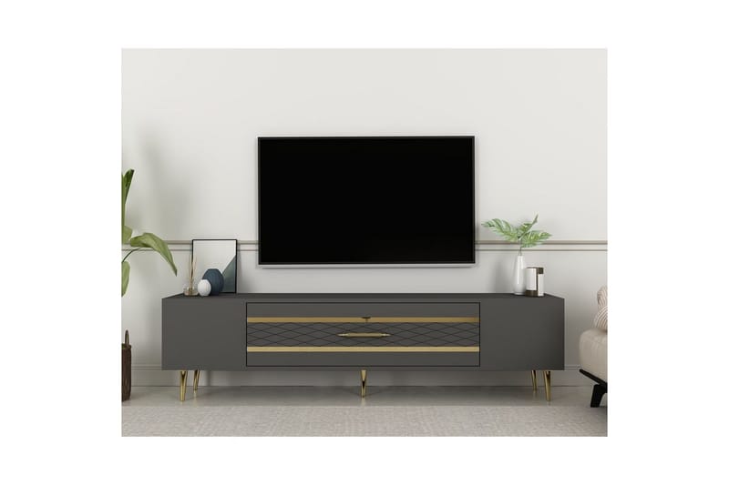 Anira TV-benk 150 cm - Antrasitt/Gull - Møbler - Mediamøbel & tv møbel - TV-benk & mediabenk