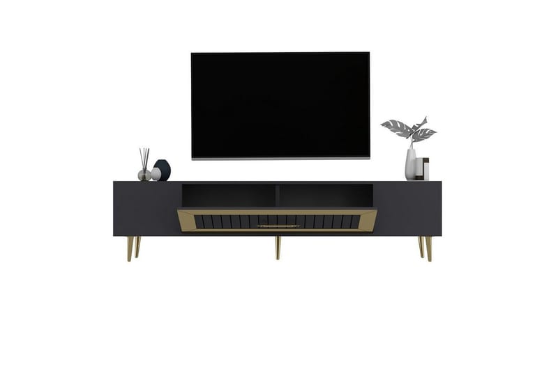 Anira TV-benk 150 cm - Antrasitt/Gull - Møbler - Mediamøbel & tv møbel - TV-benk & mediabenk