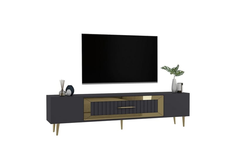 Anira TV-benk 150 cm - Antrasitt/Gull - Møbler - Mediamøbel & tv møbel - TV-benk & mediabenk