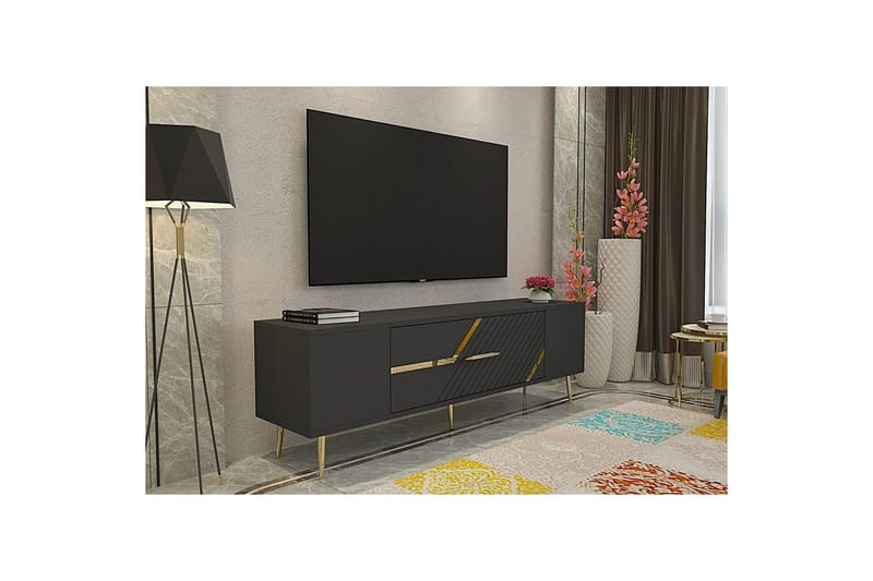 Anira TV-benk 150 cm - Antrasitt/Gull - Møbler - Mediamøbel & tv møbel - TV-benk & mediabenk