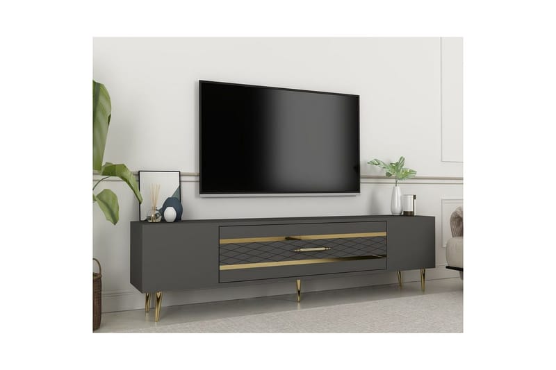 Anira TV-benk 150 cm - Antrasitt/Gull - Møbler - Mediamøbel & tv møbel - TV-benk & mediabenk