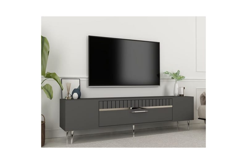 Anira TV-benk 150 cm - Antrasitt/Sølv - Møbler - Mediamøbel & tv møbel - TV-benk & mediabenk