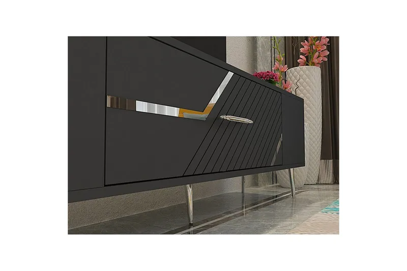 Anira TV-benk 150 cm - Antrasitt/Sølv - Møbler - Mediamøbel & tv møbel - TV-benk & mediabenk