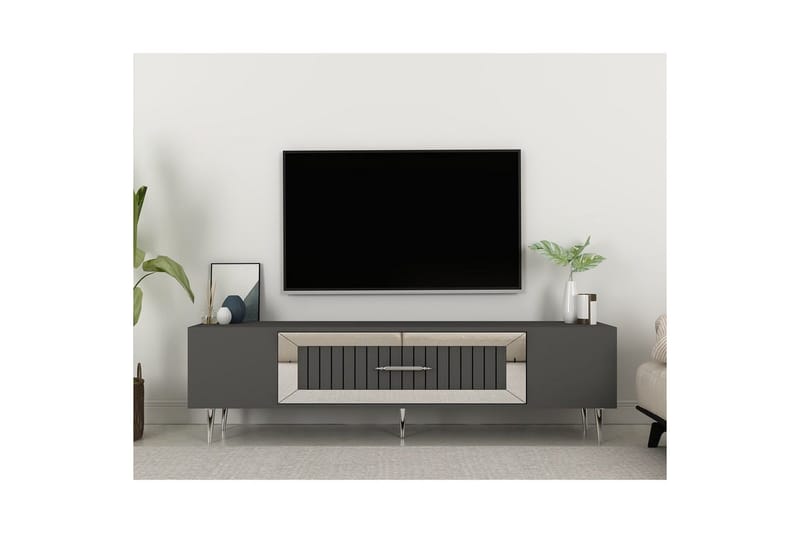 Anira TV-benk 150 cm - Antrasitt/Sølv - Møbler - Mediamøbel & tv møbel - TV-benk & mediabenk