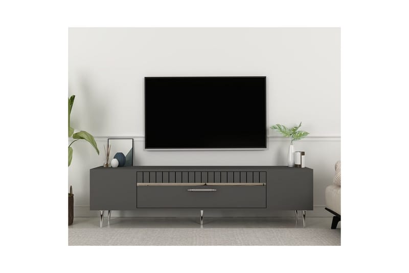 Anira TV-benk 150 cm - Antrasitt/Sølv - Møbler - Mediamøbel & tv møbel - TV-benk & mediabenk
