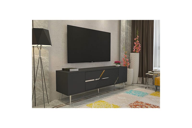 Anira TV-benk 150 cm - Antrasitt/Sølv - Møbler - Mediamøbel & tv møbel - TV-benk & mediabenk