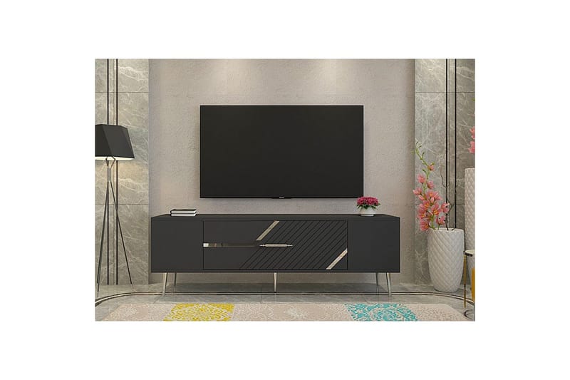 Anira TV-benk 150 cm - Antrasitt/Sølv - Møbler - Mediamøbel & tv møbel - TV-benk & mediabenk