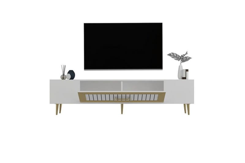 Anira TV-benk 150 cm - Hvit/Gull - Møbler - Mediamøbel & tv møbel - TV-benk & mediabenk