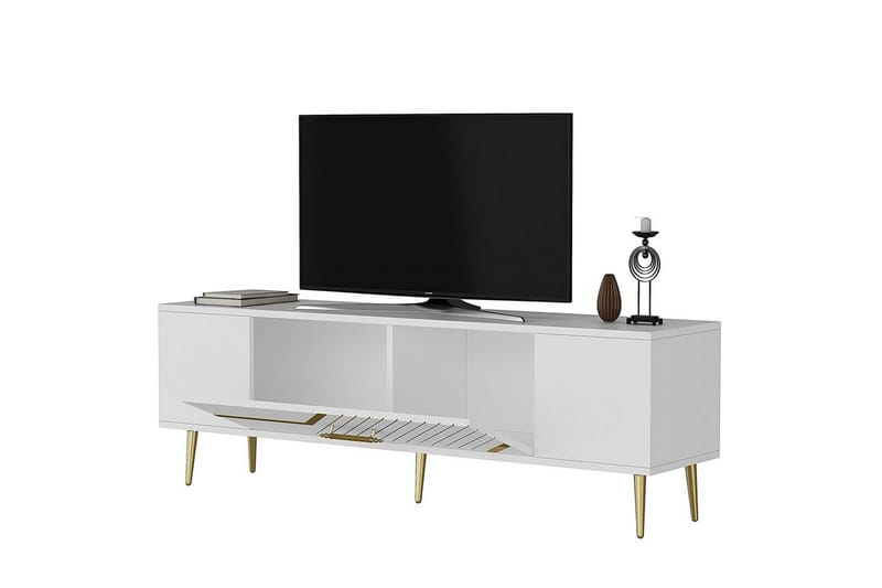 Anira TV-benk 150 cm - Hvit/Gull - Møbler - Mediamøbel & tv møbel - TV-benk & mediabenk