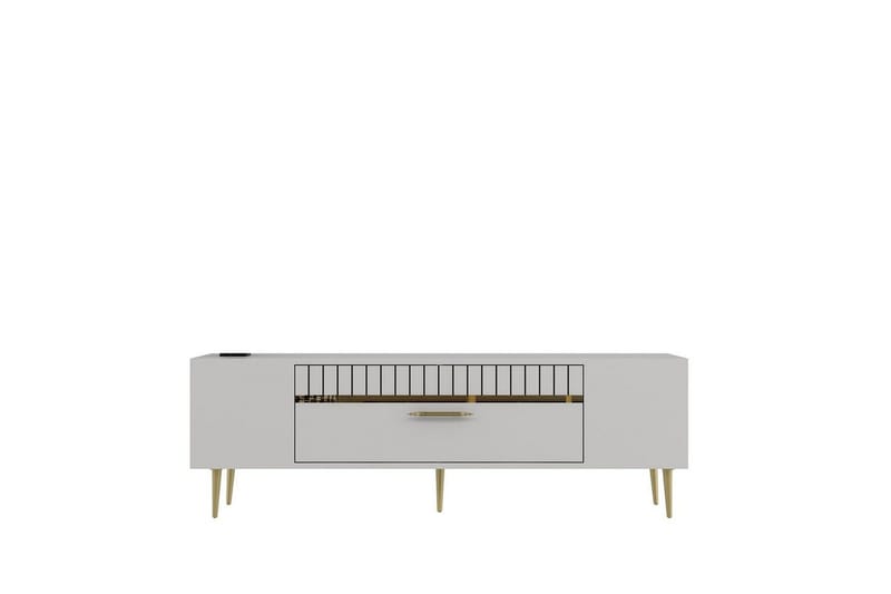 Anira TV-benk 150 cm, Hvit/Gull