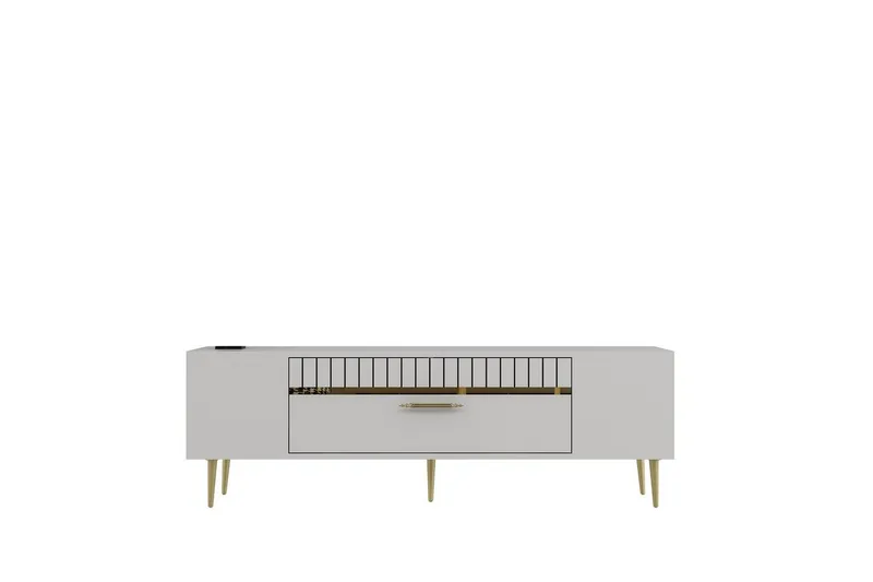 Anira TV-benk 150 cm - Hvit/Gull - Møbler - Mediamøbel & tv møbel - TV-benk & mediabenk