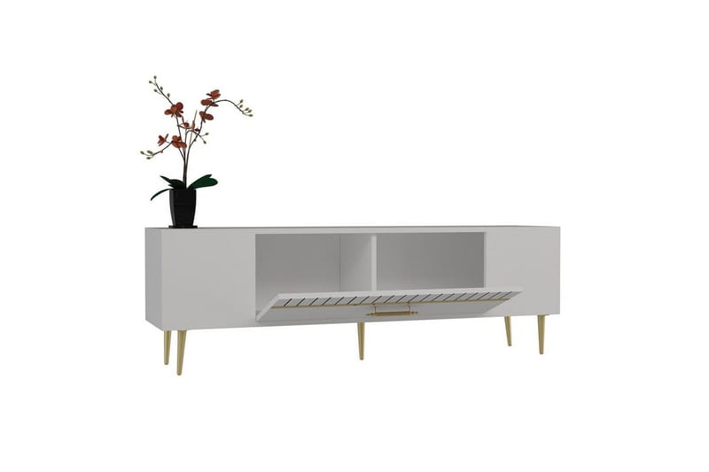 Anira TV-benk 150 cm - Hvit/Gull - Møbler - Mediamøbel & tv møbel - TV-benk & mediabenk