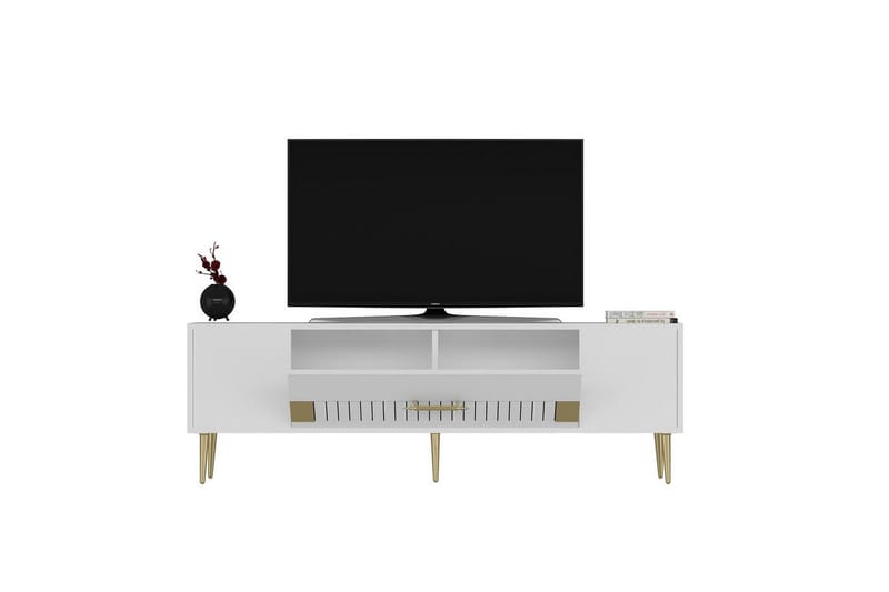 Anira TV-benk 150 cm - Hvit/Gull - Møbler - Mediamøbel & tv møbel - TV-benk & mediabenk