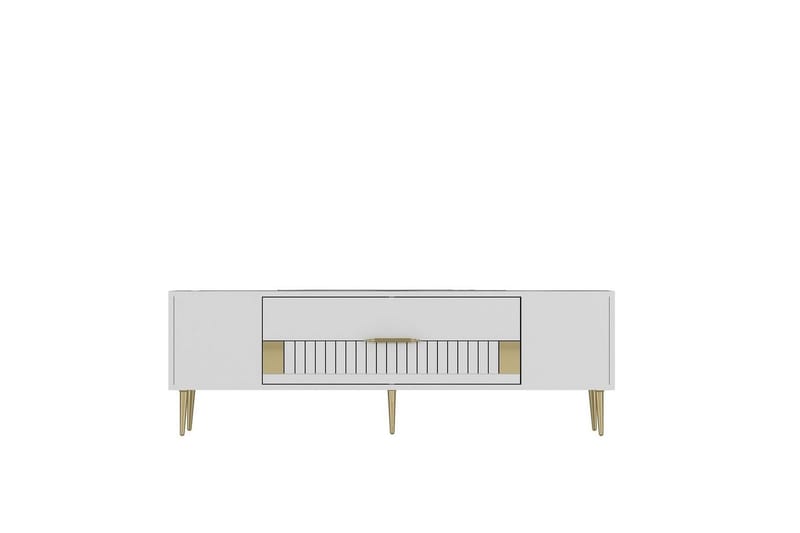 Anira TV-benk 150 cm, Hvit/Gull
