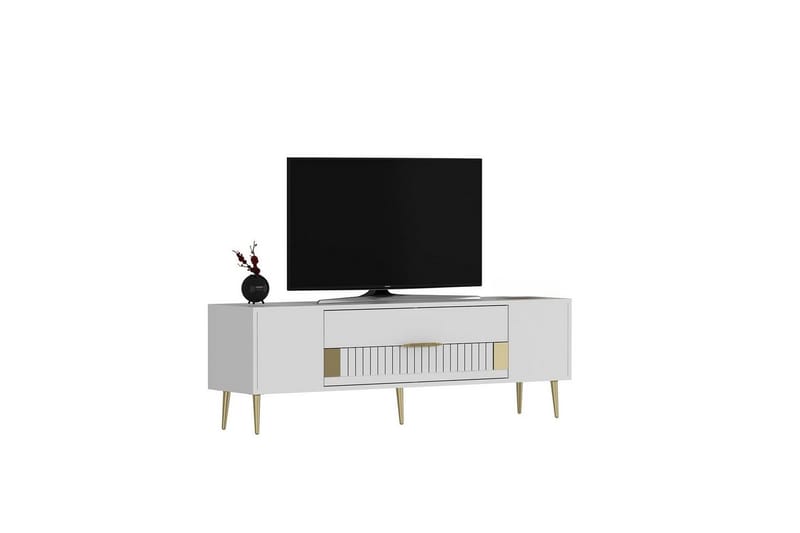 Anira TV-benk 150 cm - Hvit/Gull - Møbler - Mediamøbel & tv møbel - TV-benk & mediabenk