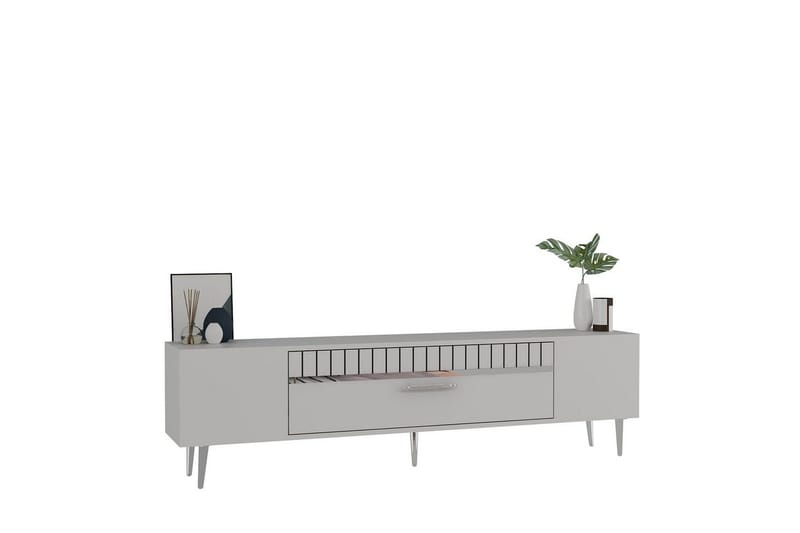 Anira TV-benk 150 cm - Hvit/Sølv - Møbler - Mediamøbel & tv møbel - TV-benk & mediabenk