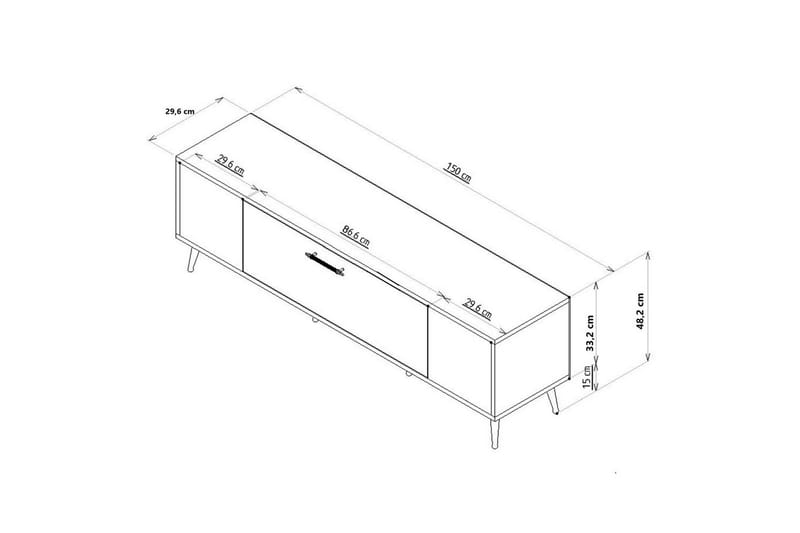 Anira TV-benk 150 cm - Hvit/Sølv - Møbler - Mediamøbel & tv møbel - TV-benk & mediabenk