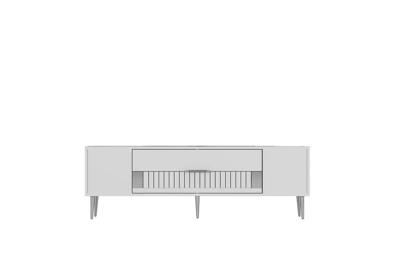 Anira TV-benk 150 cm - Hvit/Sølv - Møbler - Mediamøbel & tv møbel - TV-benk & mediabenk
