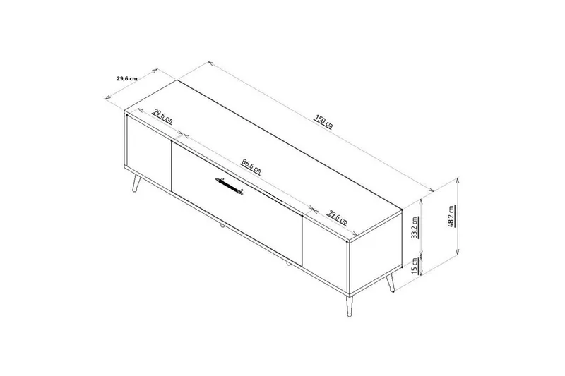 Anira TV-benk 150 cm - Hvit/Sølv - Møbler - Mediamøbel & tv møbel - TV-benk & mediabenk