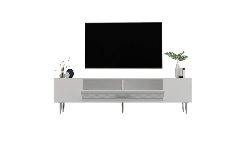 Anira TV-benk 150 cm - Hvit/Sølv - Møbler - Mediamøbel & tv møbel - TV-benk & mediabenk