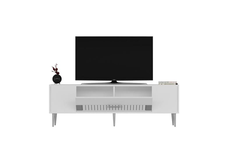 Anira TV-benk 150 cm - Hvit/Sølv - Møbler - Mediamøbel & tv møbel - TV-benk & mediabenk
