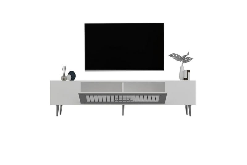 Anira TV-benk 150 cm - Hvit/Sølv - Møbler - Mediamøbel & tv møbel - TV-benk & mediabenk