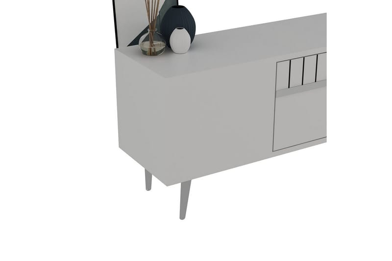 Anira TV-benk 150 cm - Hvit/Sølv - Møbler - Mediamøbel & tv møbel - TV-benk & mediabenk