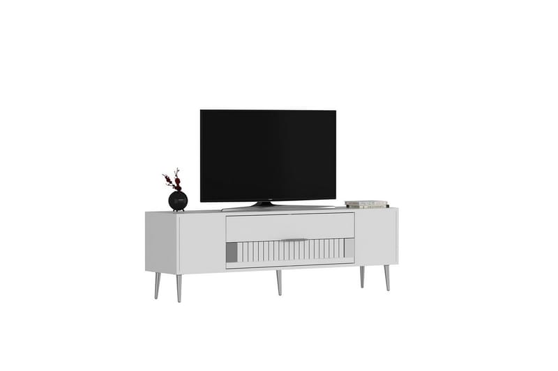Anira TV-benk 150 cm - Hvit/Sølv - Møbler - Mediamøbel & tv møbel - TV-benk & mediabenk