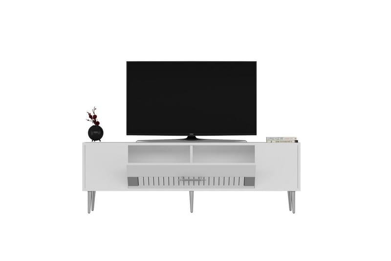 Anira TV-benk 150 cm - Hvit/Sølv - Møbler - Mediamøbel & tv møbel - TV-benk & mediabenk