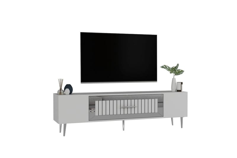 Anira TV-benk 150 cm - Hvit/Sølv - Møbler - Mediamøbel & tv møbel - TV-benk & mediabenk