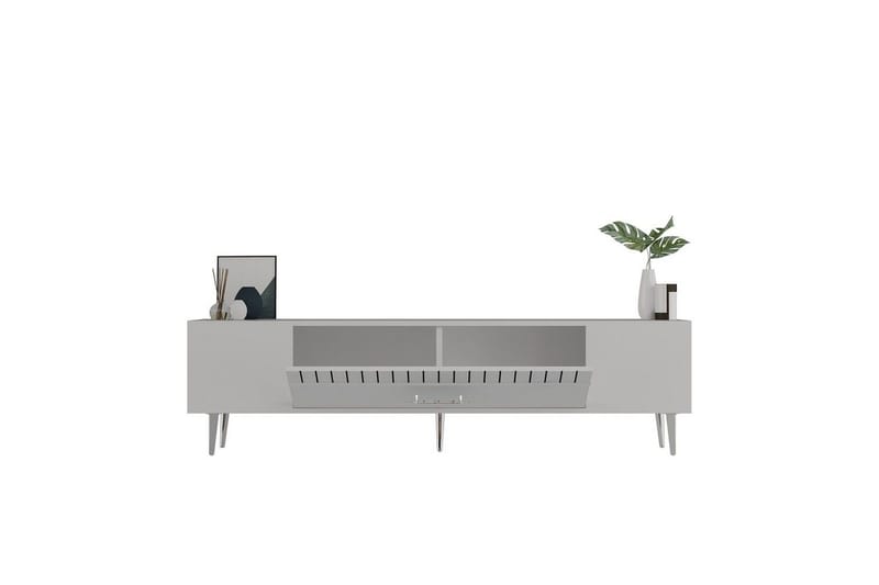 Anira TV-benk 150 cm - Hvit/Sølv - Møbler - Mediamøbel & tv møbel - TV-benk & mediabenk