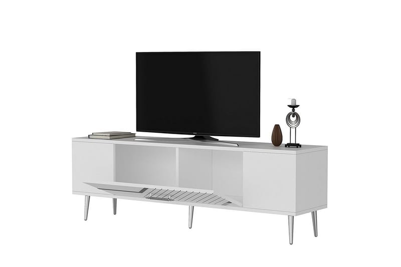 Anira TV-benk 150 cm - Hvit/Sølv - Møbler - Mediamøbel & tv møbel - TV-benk & mediabenk