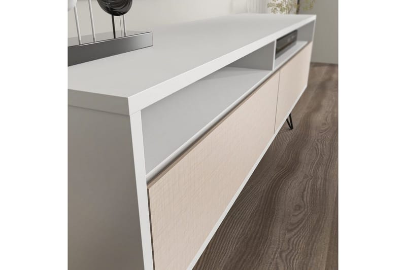Anvor TV-benk 140 cm - Hvit/Beige - Møbler - Mediamøbel & tv møbel - TV-benk & mediabenk