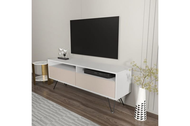 Anvor TV-benk 140 cm - Hvit/Beige - Møbler - Mediamøbel & tv møbel - TV-benk & mediabenk