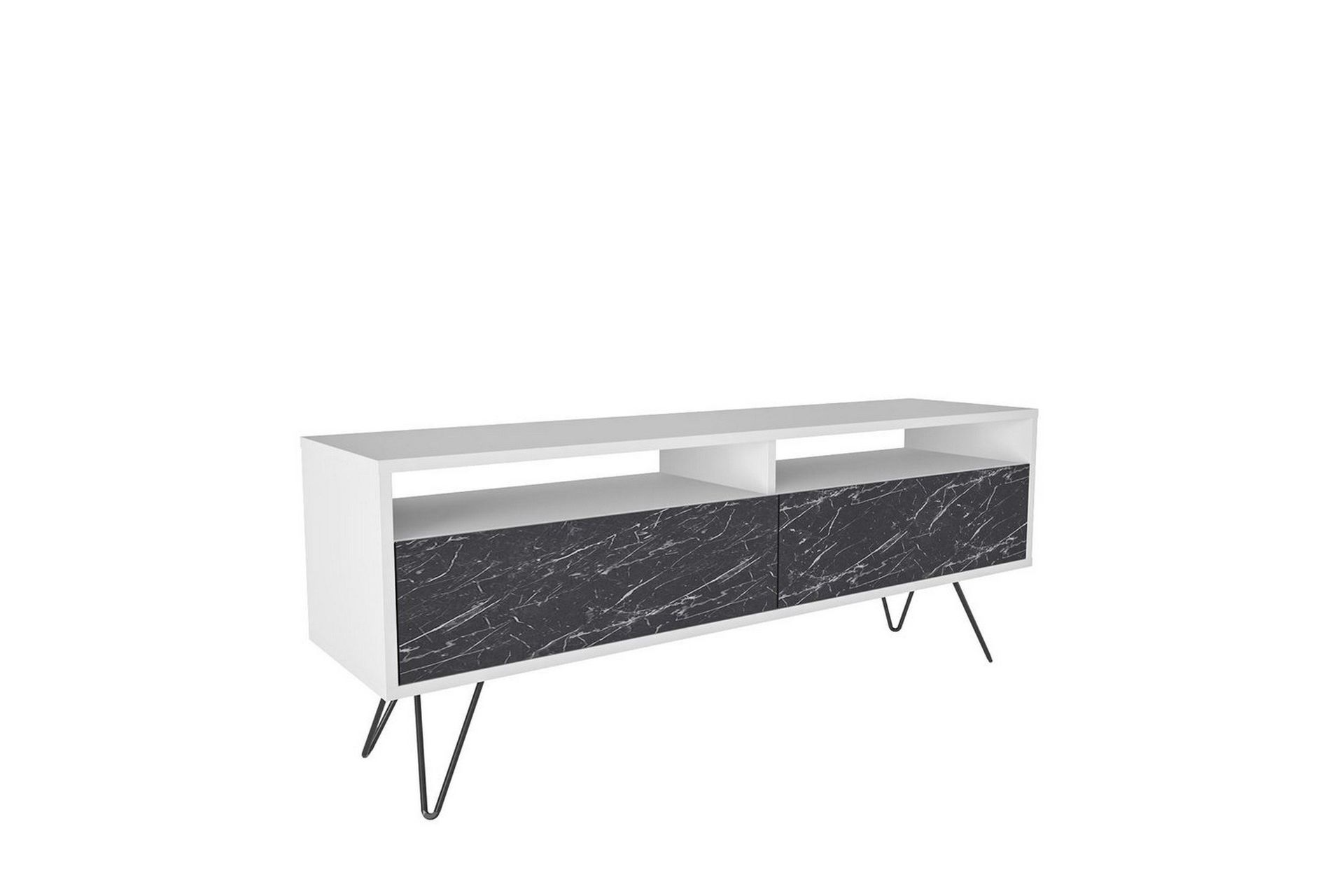 Anvor TV-benk 140 cm - Hvit/Sort
