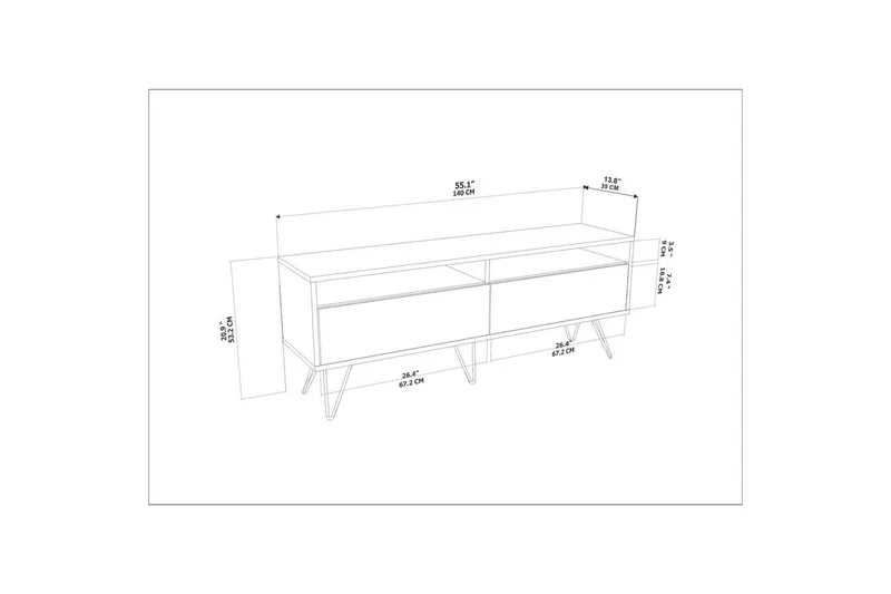 Anvor TV-benk 140 cm - Valnøtt/Sort - Møbler - Mediamøbel & tv møbel - TV-benk & mediabenk