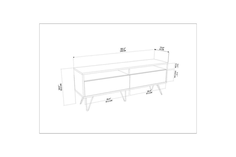 Anvor TV-benk 140 cm - Valnøtt/Sort - Møbler - Mediamøbel & tv møbel - TV-benk & mediabenk