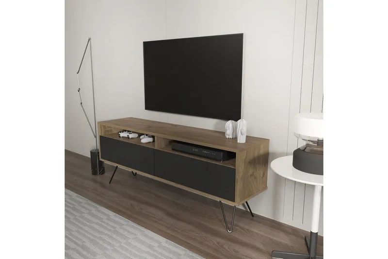 Anvor TV-benk 140 cm - Valnøtt/Sort - Møbler - Mediamøbel & tv møbel - TV-benk & mediabenk
