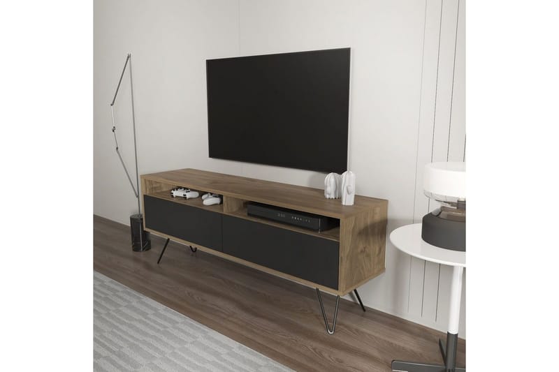 Anvor TV-benk 140 cm - Valnøtt/Sort - Møbler - Mediamøbel & tv møbel - TV-benk & mediabenk