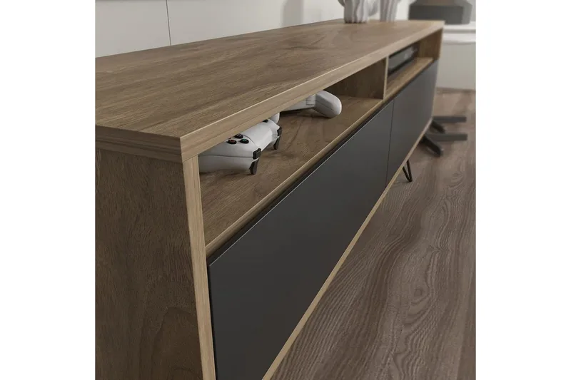 Anvor TV-benk 140 cm - Valnøtt/Sort - Møbler - Mediamøbel & tv møbel - TV-benk & mediabenk