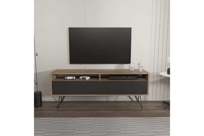 Anvor TV-benk 140 cm - Valnøtt/Sort - Møbler - Mediamøbel & tv møbel - TV-benk & mediabenk